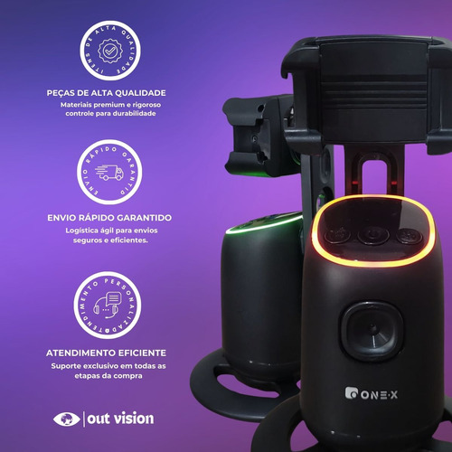 Suporte Celular 360° Giratório Reconhecimento Facial Tiktok Para Vídeo E Selfies Estabilizado Gimbal Tripé Inteligência Artificial Smartphone E Câmeras