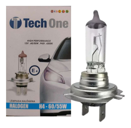 Lampada Halogena H4 3000k 12v 55/60w Techone