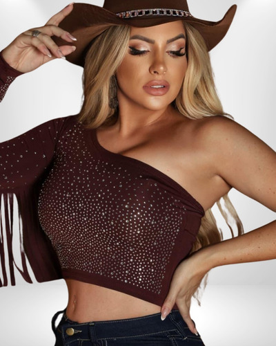 Cropped Mula Manca Com Franja, No Neo Premium, Moda Country.