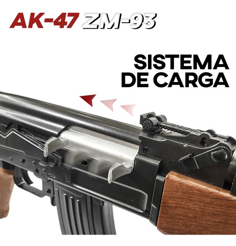 Imagen 5 de 10 de Rifle Fusil Airsoft Ak47 Replica Balines Zm93 Tamaño Real
