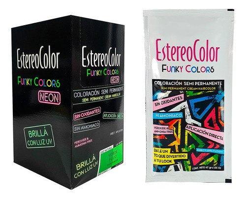  Estereo Color Neon Funky Colors Fantasia Semi Permanente X12 Tono VERDE FLUO