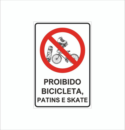 Kit 15 Placas Sinalização Proibido Bicicleta Patins E Skate