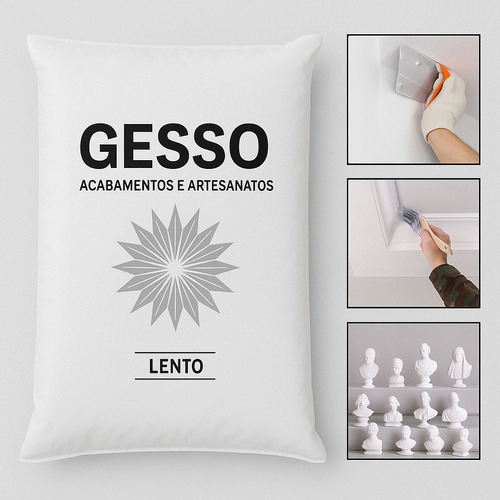 Gesso Em Pó Branco 4kg Lento Para Artesanatos Multiuso
