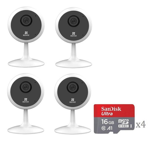 Kit Camara Seguridad Ip Wifi Ezviz Hd C1c X4 + Memoria 16gb