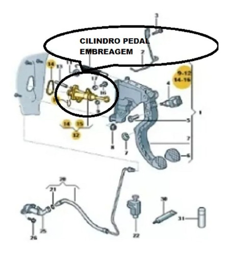 Imagem 6 de 7 de Cilindro Pedal Embreagem Up 2014 A 2020 Original 1s0721388c