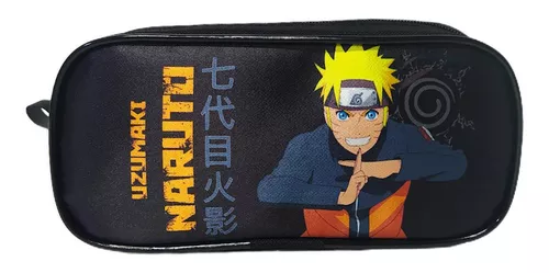 Estojo Escolar Infantil Duplo Naruto Akatsuki Nuvens Preto Grande