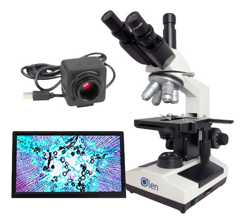 Kit Microscópio Trinocular Acromático 1600x + Câmera 5mp