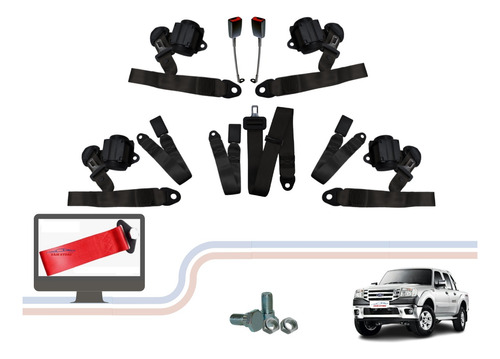 Cinto De Segurança Ford Ranger 5 Banco Retrátil Kit Completo