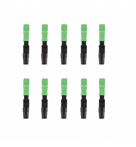 Kit 10x Conector Fast Sc Apc Óptico Fibra Ftth Rápido Verde