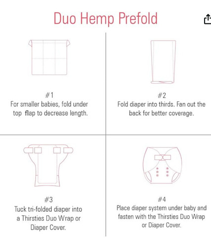 2 Pañales Ecologicos Reutilizables 100% Cañamo Predoblados