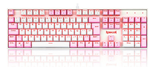 Redragon Mitra Single Color Branco E Rosa Switch Azul