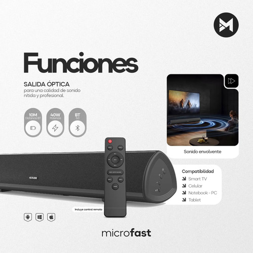 Barra De Sonido Bluetooth De 40w Sn-sp40 Sinovision