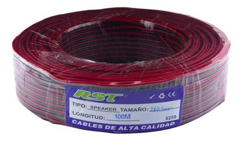 Cable Paralelo Parlante 2x0.5mm De 100mts Rojo-negro