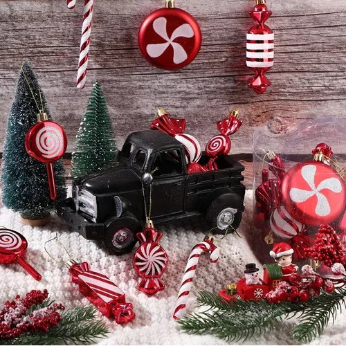 A 24 Adornos Colgantes Dulces Navideños Decoración