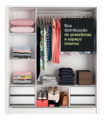 Ropero Closet Madesa Lyon Plus 3 Puertas 1 Con Espejos B/n Color Blanco
