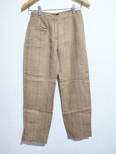 Pantalón Recto De Lino Con Diseño Rayado Impecable