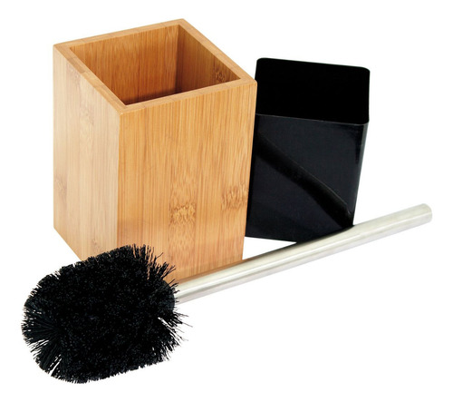 Escova Sanitária Inox Com Suporte Bambu Vaso Banheiro Lavabo