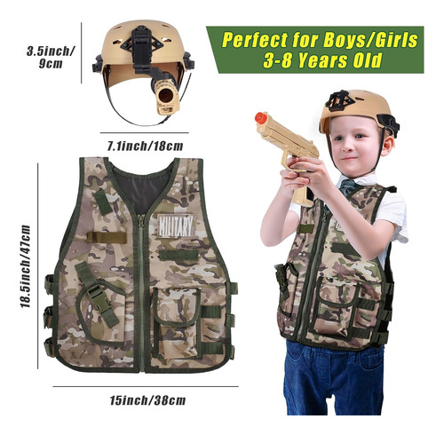 Disfraz Soldado Combate Militar Ejército Niños 3-8 Años Blanco