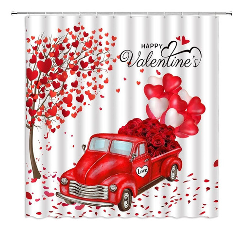 Día De San Valentín Camión Cortina De Ducha Románti...