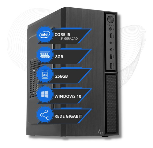 Pc Computador Cpu Intel Core I5 8gb Ssd 256gb Rede Gigabit