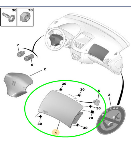 Tapa Y Airbag Acompañante Original Peugeot 207