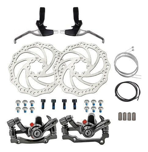 Kit Freio Disco Mecanico 160mm Bike Com Manetes Aluminio