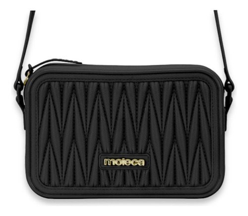 Bolsa Moleca Original Feminino Alca Transversal Ziper Pvc Acambamento dos ferragens Dourado Cor Preto Cor da correia de ombro Preto Desenho do tecido Liso