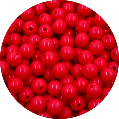 Bola Plástica Leitosa Miçanga 8mm Vermelho (2000 Pcs) 500g Diâmetro 8 Mm