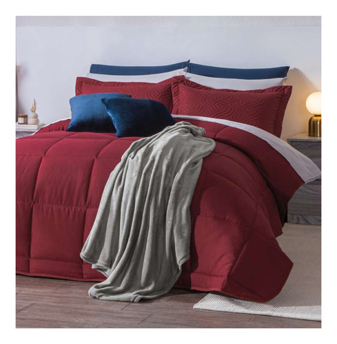 Edredón Concord Matrimonial Xl/queen Size Essencial Color Vino