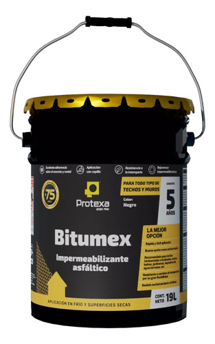 Impermeabilizante Asfaltico Bitumex Protexa 5 Años 19 Litros