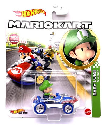 Diecast Hot Wheels Mario Kart Baby Luigi (sneeker)