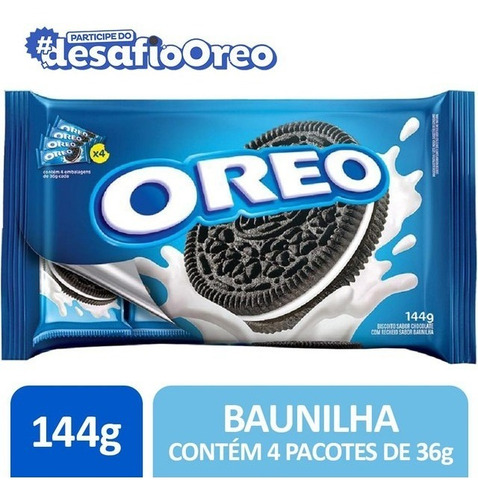 Imagem 1 de 1 de Kit Biscoito Chocolate Recheio Baunilha Oreo Pacote 144g 