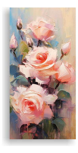 Cuadro De Cuadro: Rosas Rosadas En Un Arreglo Floral 50x25cm