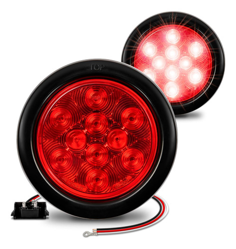 Ols 10,2 Cm Ronda Rojo Led Turn Stop Remolque Cola Luz ...