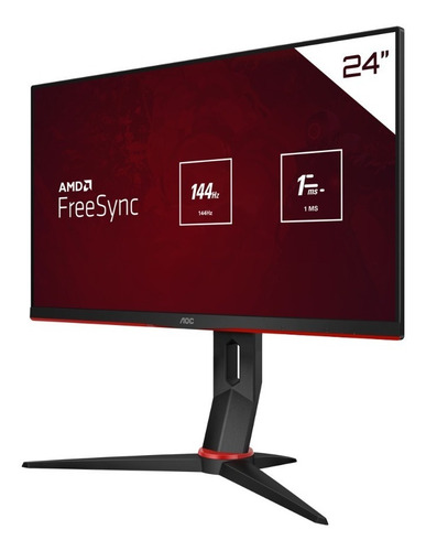 Monitor Gamer Hero 24'' 24g2 Fhd Ips 144hz 1ms Aoc Bivolt Cor Preto/Vermelho 100V/240V