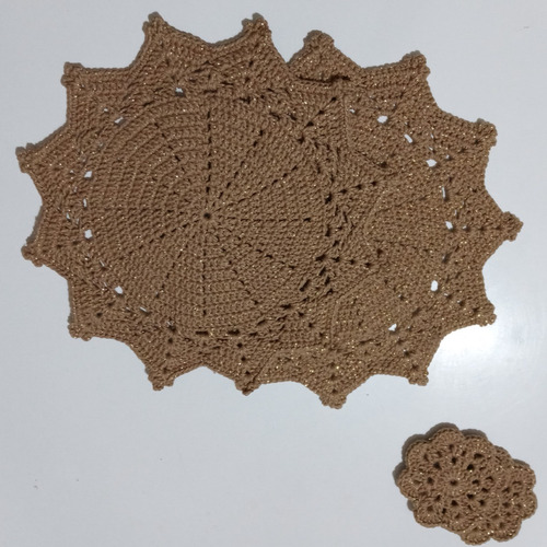 Souplast E Porta Copo Bege Com Fio Dourado