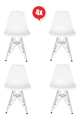 Silla Eames Dsr Eiffel Cromada Blanco Colores Cyber / Kubus