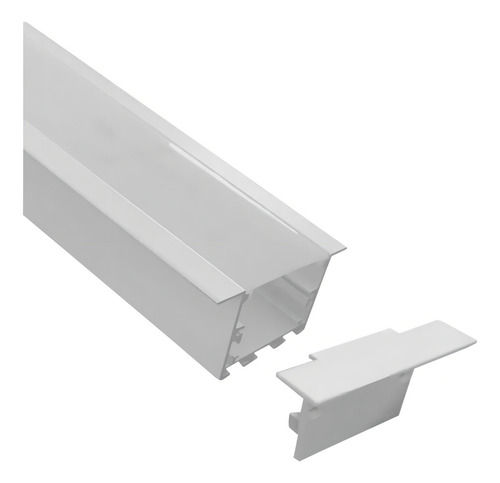 Perfil P/ Fita Led Embutir Largo 50mm Gesso Drywall 2 Metros Cor Branco