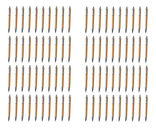 Juego De 80 Bolígrafos De Bambú Para Oficina Y Escuela