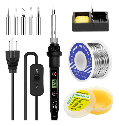 Kit De Soldador Electrnico, 80 W, Lcd De Temperatura Ajustab