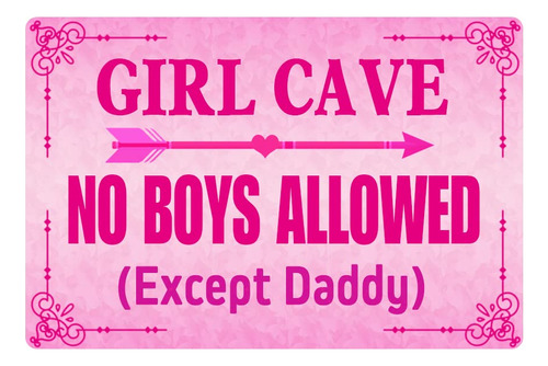 Divertido Letrero Metal Texto Ingl  Girl Cave No Boys Bar 12