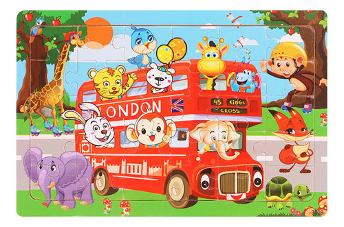 Puzle F En De 30 Piezas Para Niños, Dinosaurio Y Avión, Romp