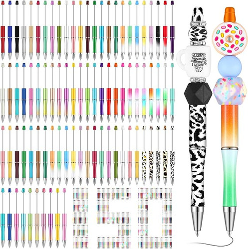 Juego 150 Bolígrafos Plástico Con Cuentas 55 Tipos Colores C