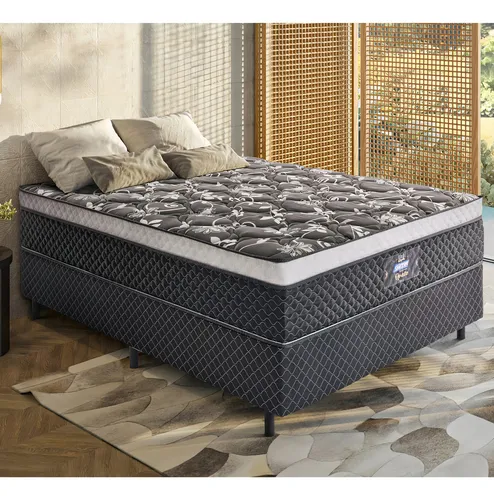 Colchon 2 Plazas Resortes Eurotop Opala Alta Densidad Color Negro