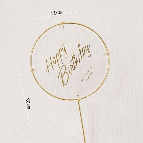Deco Art / Cake Topper Happy Birthday Dorado/ 5 Set De 6 Pz