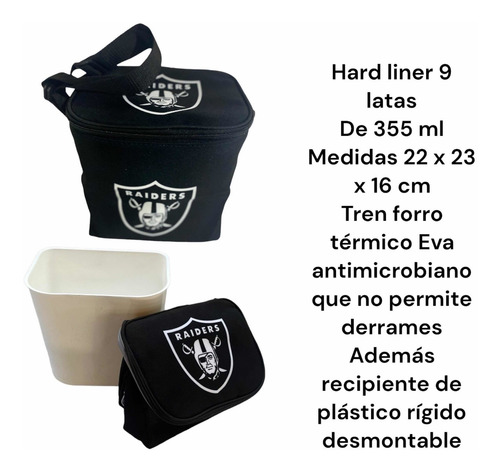 Hielera Raiders, Nfl , Termica Cap,9 Latas De 355 Ml