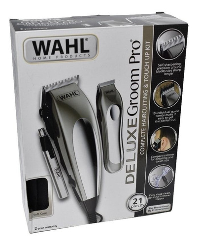Kit Maquina Cortar Pelo Y Patillera Groom Pro 21 Piezas Wahl