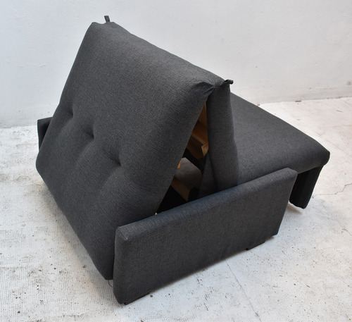 Sillón Cama 1 Plaza Sin Apoya Brazo Gris Oscuro Chenille Gris Oscuro