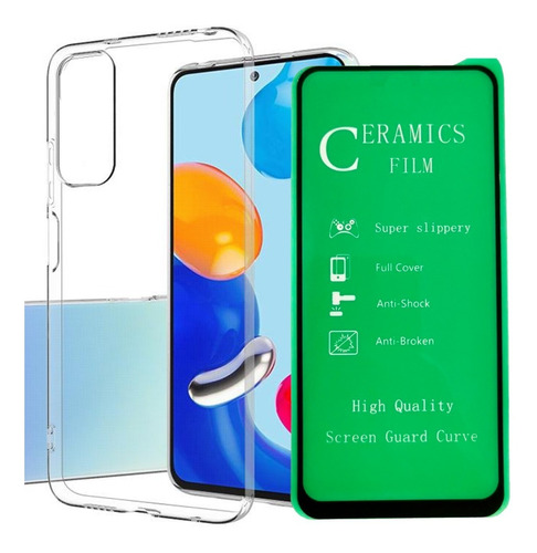 Funda Estuche Transparente + Vidrio Cera Para Xiaomi Note 11