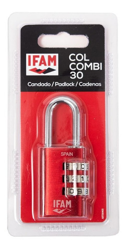 Candado Maleta Ifam Con Clave Aluminio Rojo Colcombi30